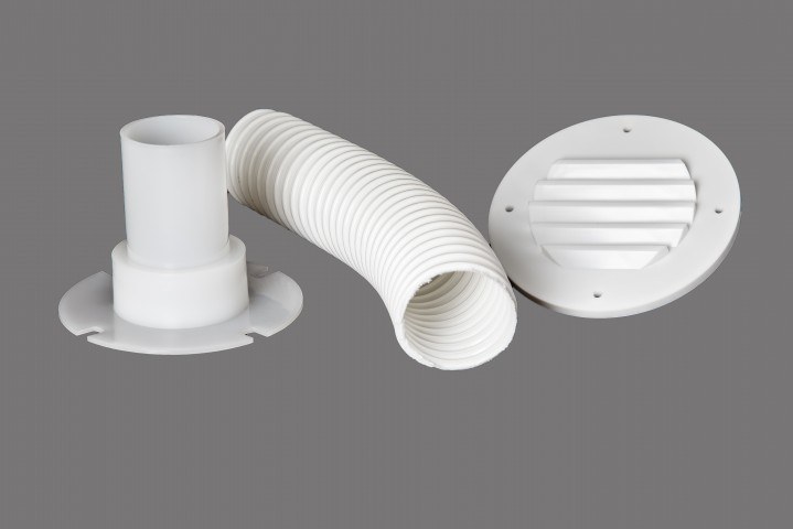 Mts Products Battery Box Vent, For Use with Mts Vented Battery Boxes, Louvered Vent, Colonial White, Accommodates 9 Inch Hose – 275