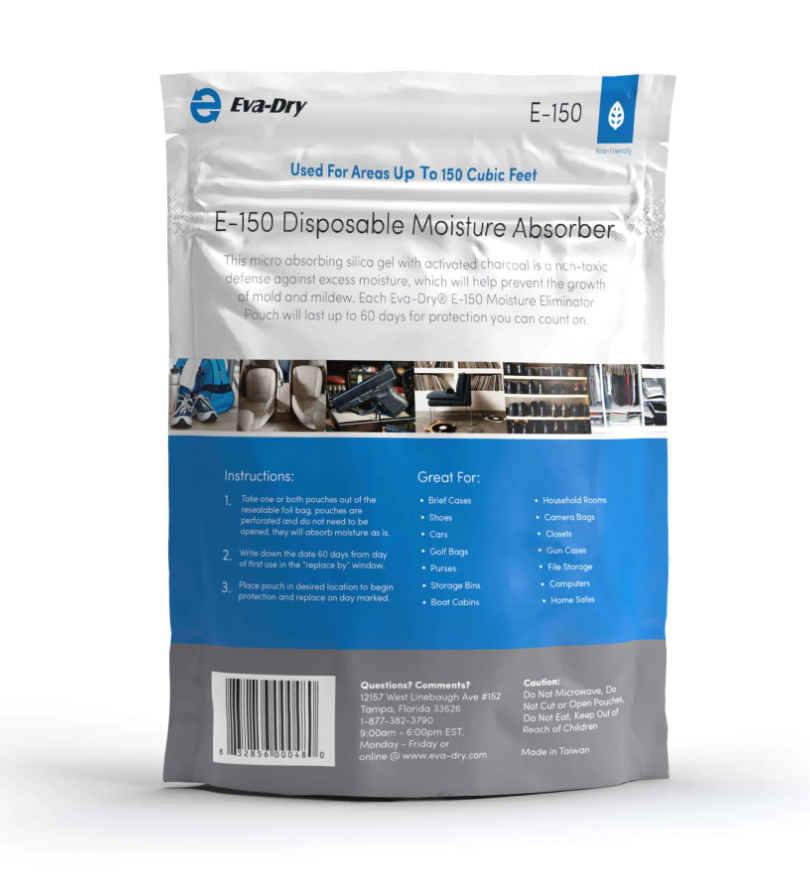 Momentum Dehumidifier, Silica Gel/ Activated Charcoal Technology, Disposable, 5 Inch Width X 5 Inch Height X 3 Inch Depth – E-150