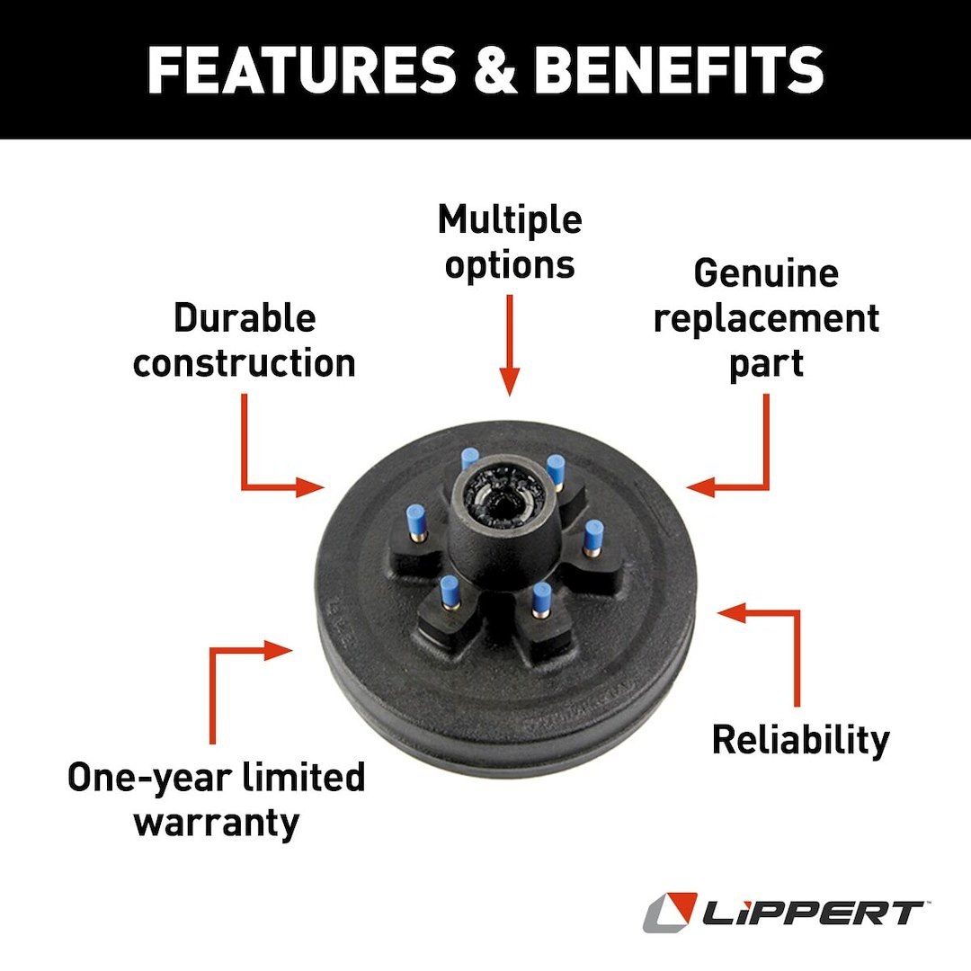 Lippert Components Trailer Axle Hub, Fits Lippert 3500 Pound Idler Axles, 6 X 5-1/2 Inch Diameter Bolt Pattern, 3500 to 4400 Pound Capacity – 141286