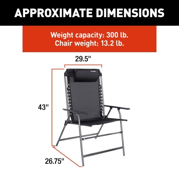 Lippert Components Camping Chair, Stargazer, Camp Chair, 26-3/4 Inch Depth X 29-1/2 Inch Width X 43 Inch Height – 2021000202
