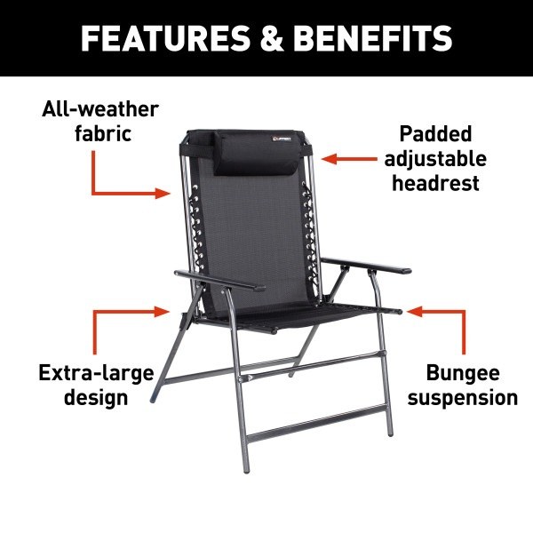 Lippert Components Camping Chair, Stargazer, Camp Chair, 26-3/4 Inch Depth X 29-1/2 Inch Width X 43 Inch Height – 2021000202