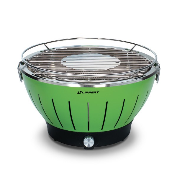 Lippert Components Barbeque Grill, Odyssey ™, Charcoal, Flames, Round, 14.17 Inch Length X 14.17 Inch Width X 8.46 Inch Height – 2021106516