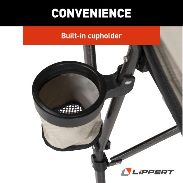 Lippert Components Camping Chair, Scout, Camp Chair, 24 Inch Depth X 25 Inch Width X 41-1/2 Inch Height, 500 Pound Weight Capacity – 2021123277