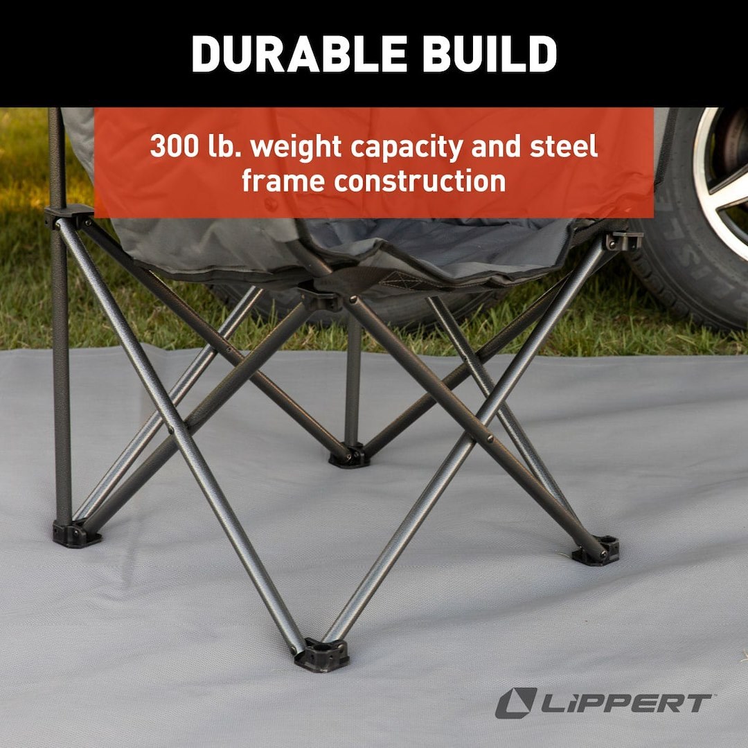 Lippert Components Camping Chair, Campfire, Barrel Chair, 29-1/2 Inch Length X 23-1/2 Inch Height X 32-1/2 Inch Depth – 2022114800