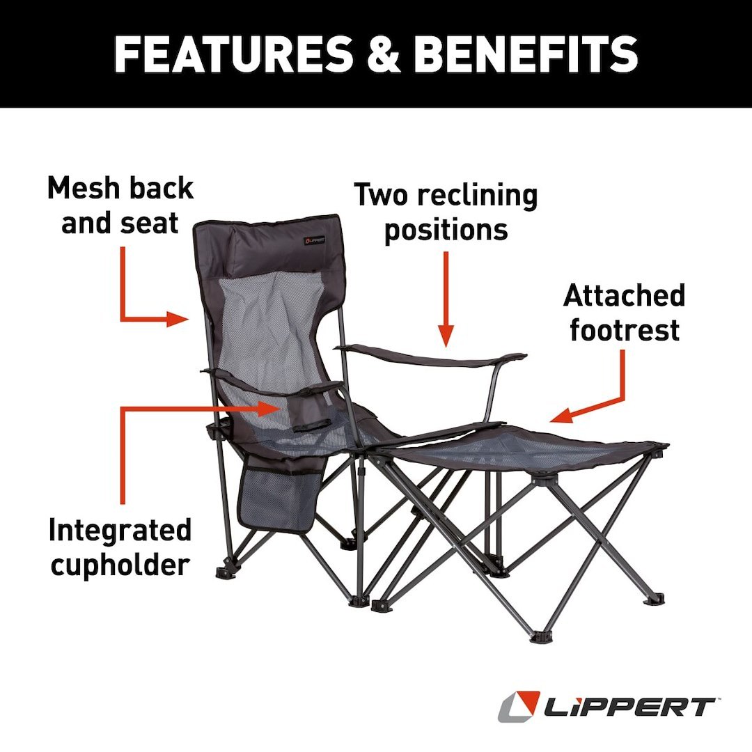 Lippert Components Camping Chair, Sun Soaker ™, 2-Position Reclining Chair – 2022114830