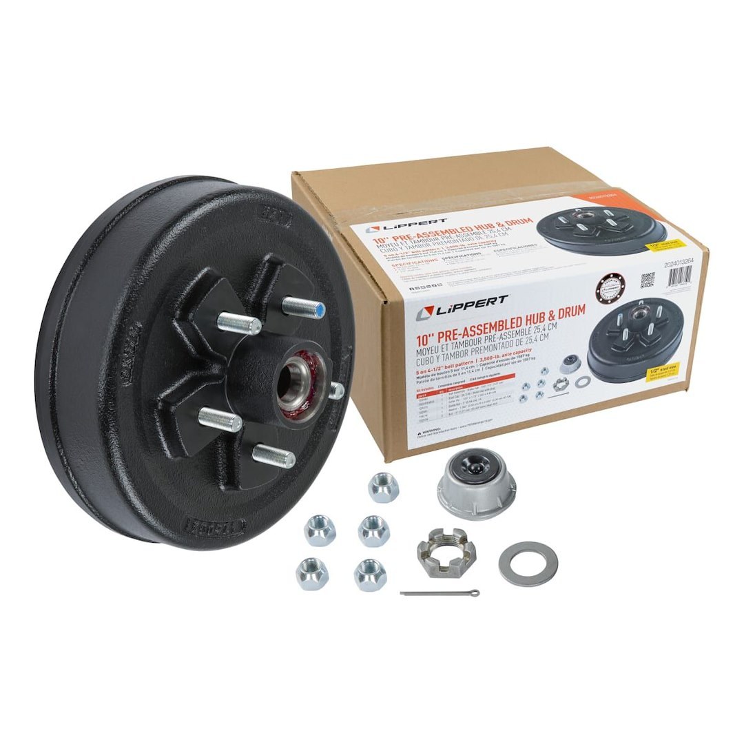 Lippert Components Trailer Brake Hub Assembly, Hub and Drum, Fits Lippert 3500 Pound Axle, 5 X 4-1/2 Inch Diameter Bolt Pattern – 2024013264