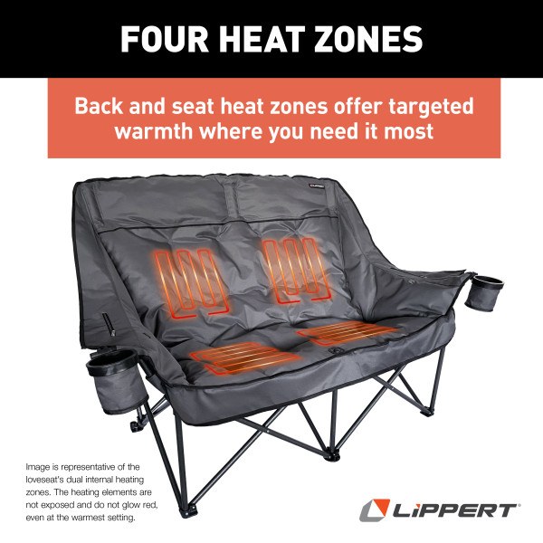 Lippert Components Camping Chair, Big Bear, Loveseat, 31.1 Inch Depth X 63.4 Inch Width X 40.2 Inch Height, 600 Pound Weight Capacity – 2024043335
