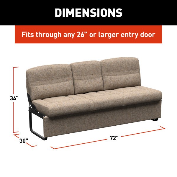 Lippert Components Sofa, Thomas Payne ®, Jackknife Sleeper, 72 Inch Length X 30 Inch Width X 34 Inch Height Overall – 2024044417