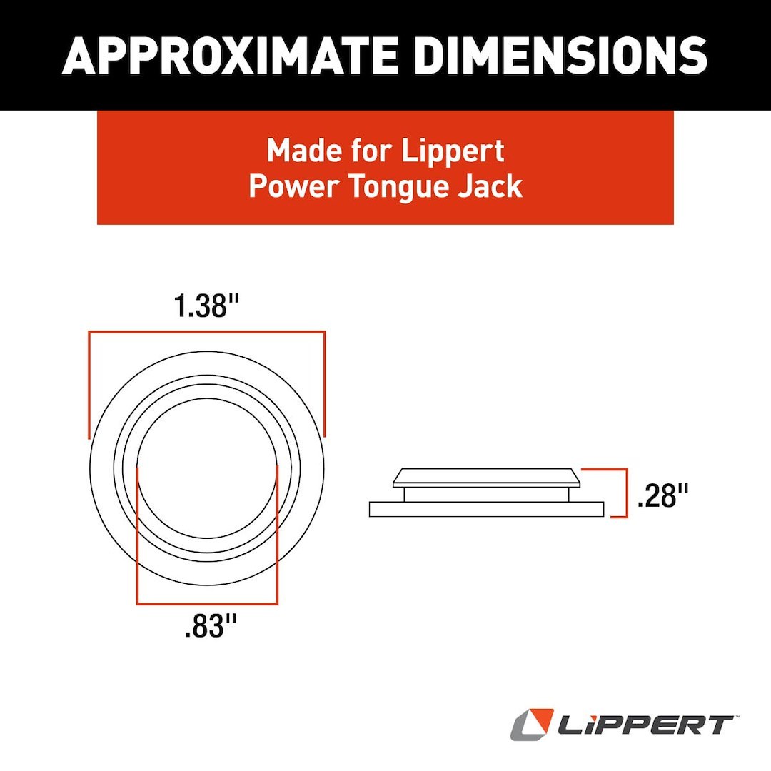 Lippert Components Trailer Tongue Jack Plug, For Use with Lippert Next Generation Power Tongue Jack, Side Plug, Black, Rubber, Single – 225875