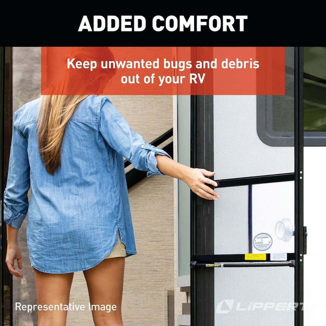 Lippert Components Screen Door Slide, Slider Panel with Push Down Handle, 9-3/4 Inch Height X 12 Inch Width, Plastic, With Knob – 239061