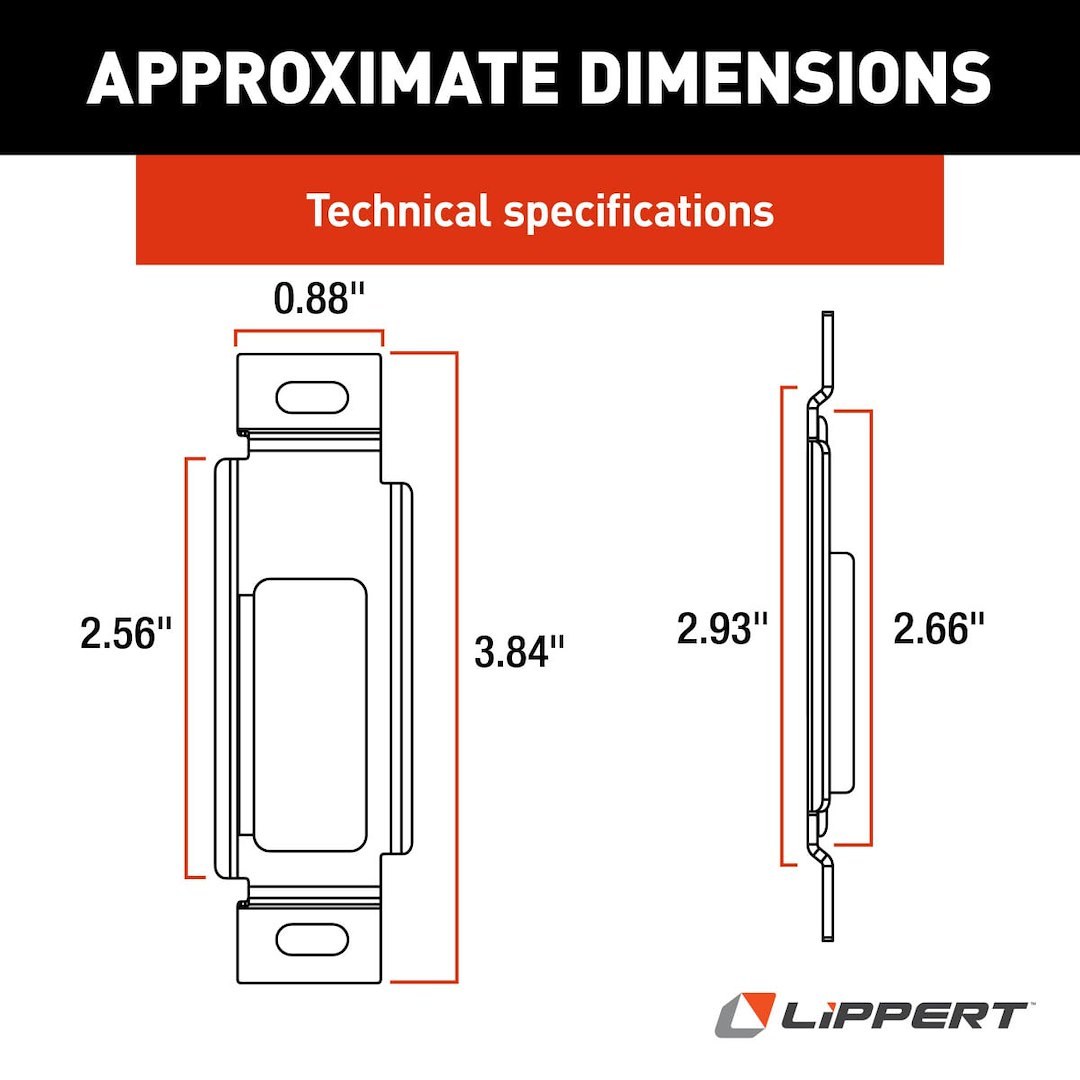 Lippert Components Access Door Latch Cover Plate, For Use with Standard Baggage Doors, Silver – 314301