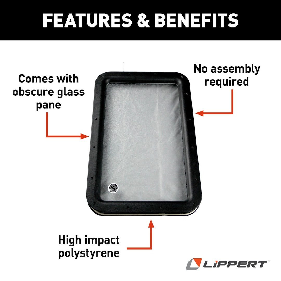 Lippert Components Entry Door Window Frame, Interior and Exterior Window Frame for Lippert Entry Doors, 12 Inch Width X 21 Inch Height – 363370