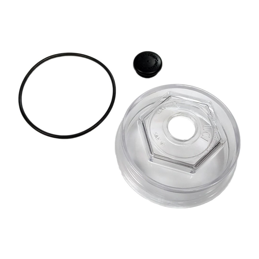 Lippert Components Trailer Wheel Bearing Dust Cap, Fits Lippert 10000 Pound to 16000 Pound Hub, Clear, Screw-IN, Single, With O-Ring and Plug – 693935