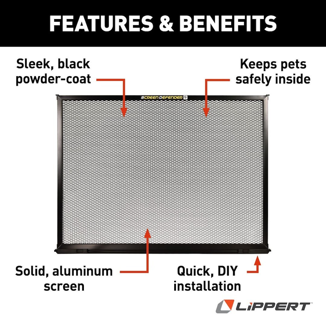 Lippert Components Screen Door Grille, Screen Defender, For Protection of Screen Door from Pets, Mesh Design, 20-1/2 Inch Width – 859791