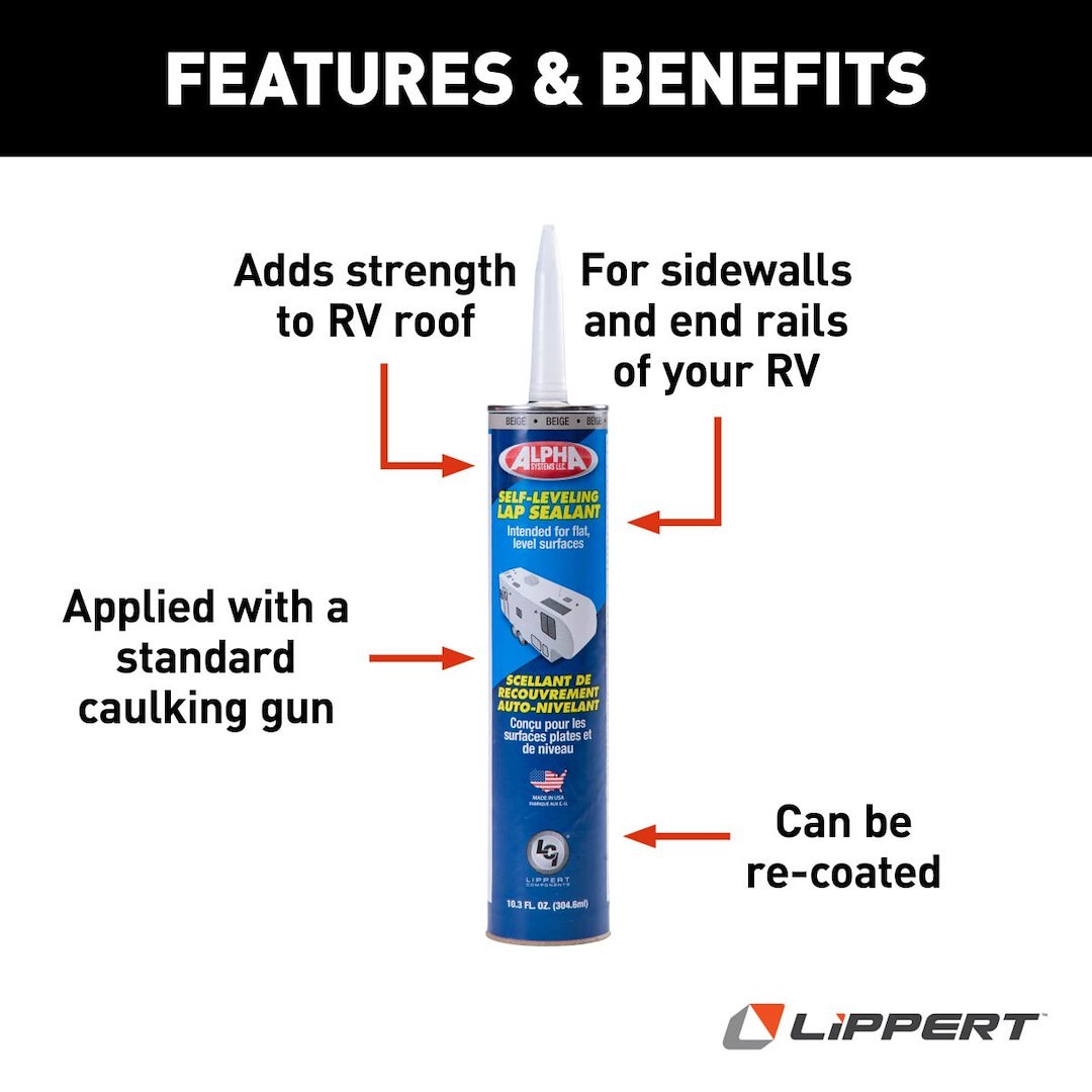 Lippert Components Caulk Sealant, 1021 Low Voc/ Alpha Systems N102101TLCI, Used on Horizontal/ Flat Surfaces – 862148