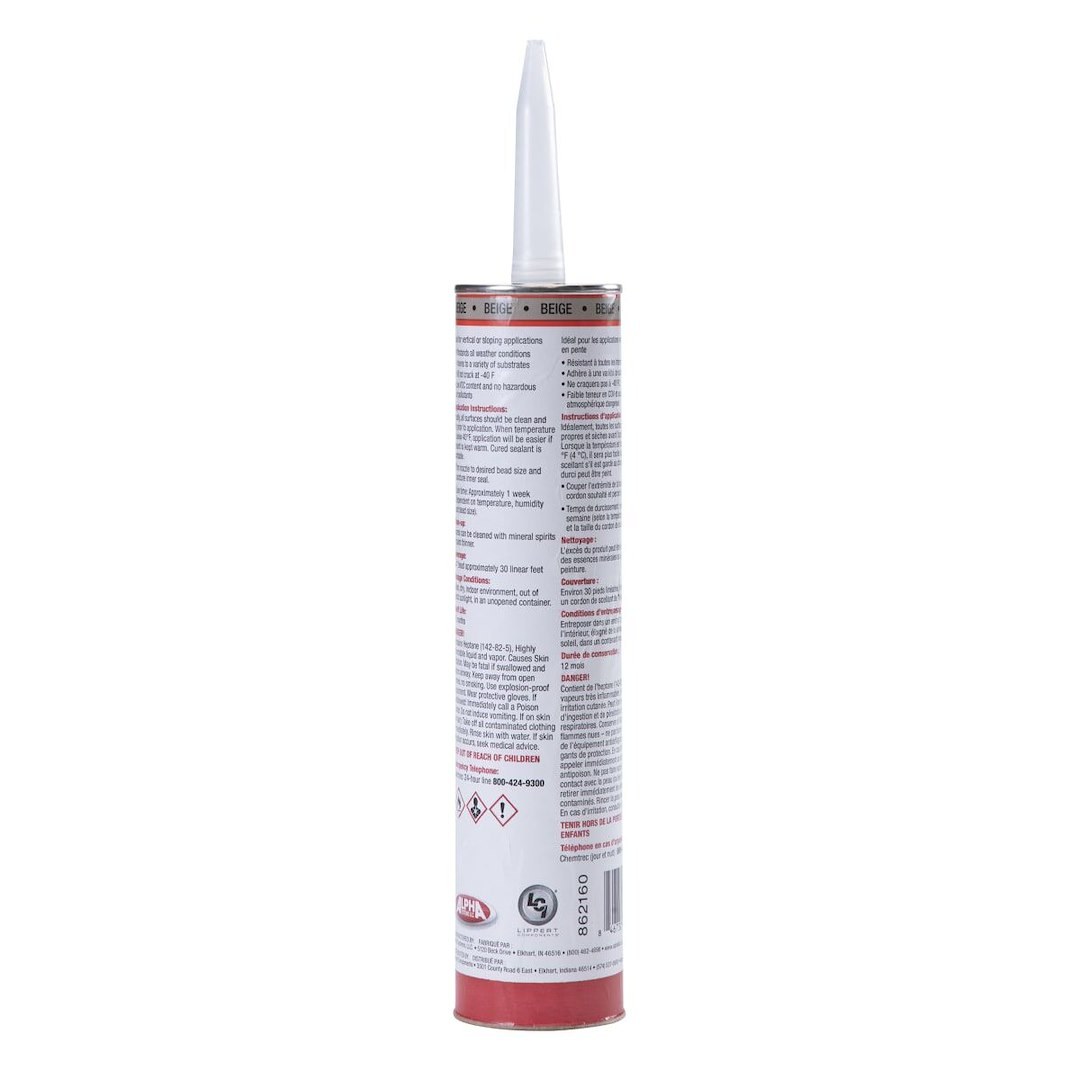 Lippert Components Caulk Sealant, 1010 Low Voc/ Alpha Systems N101004TLCI, Used on Vertical/ Slanted/ Uneven Surfaces – 862160