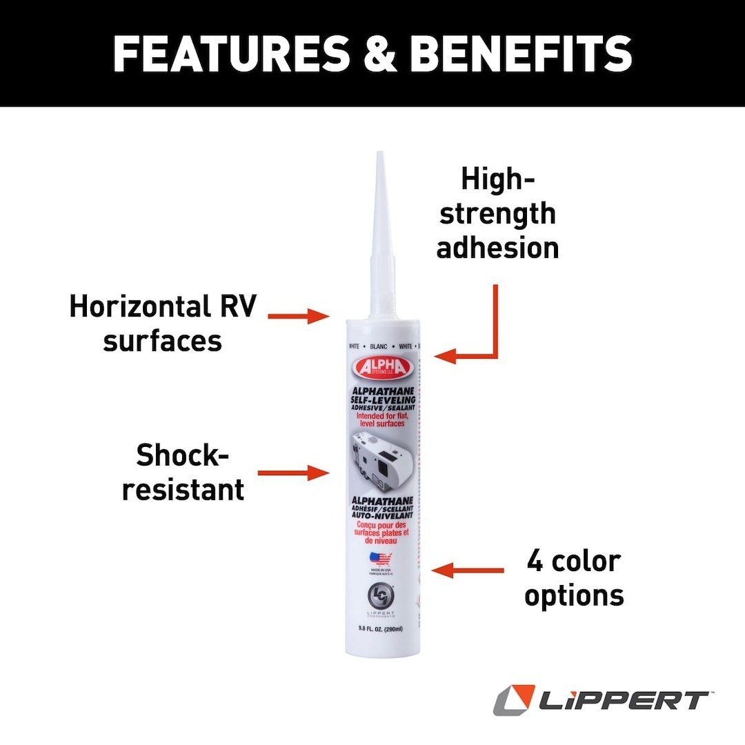 Lippert Components Caulk Sealant, 5121 Alphathane/ Alpha Systems N512101TLCI, Used on Flat/ Horizontal Surfaces – 862215