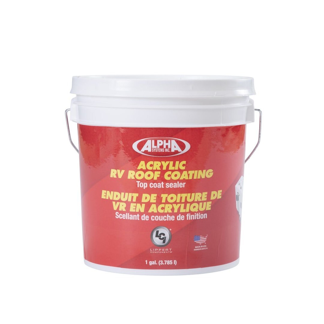 Lippert Components Roof Coating, Use to Protect and Maintain Existing Roof Surface, Water Based Acrylic, White, 1 Gallon Pail – 862401