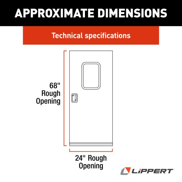 Lippert Components Entry Door, Square Door, 24 Inch Width X 68 Inch Height, Right Side Hinges, Keyed Entry – V000042629