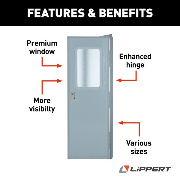 Lippert Components Entry Door, Square Door, 24 Inch Width X 68 Inch Height, Right Side Hinges, Keyed Entry – V000042629