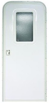 Lippert Components Entry Door, Radius Door, 26 Inch Width X 72 Inch Height, Right Side Hinges, Keyed Entry, Polar White Finish – V000333950