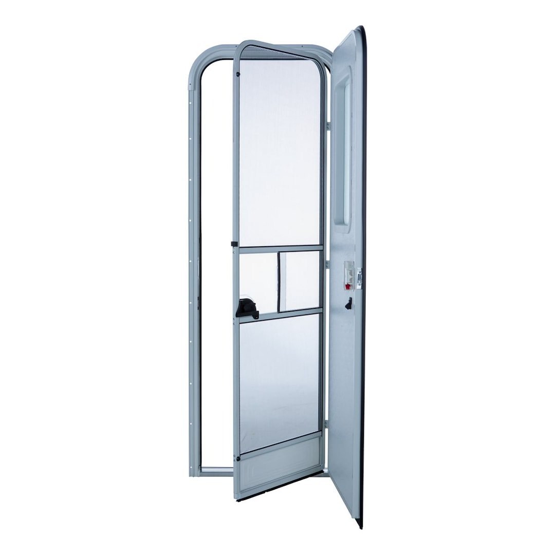 Lippert Components Entry Door, Radius Door, 26 Inch Width X 70 Inch Height, Right Side Hinges, Keyed Entry, Polar White Embossed Finish – V000381469