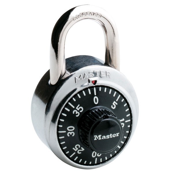 Masterlock Padlock, Combination Type, 9/32 Inch Diameter Shackle/ 1-7/8 Inch Wide Body, 3/4 Inch Height X 13/16 Inch Width Shackle Clearance – 1500D
