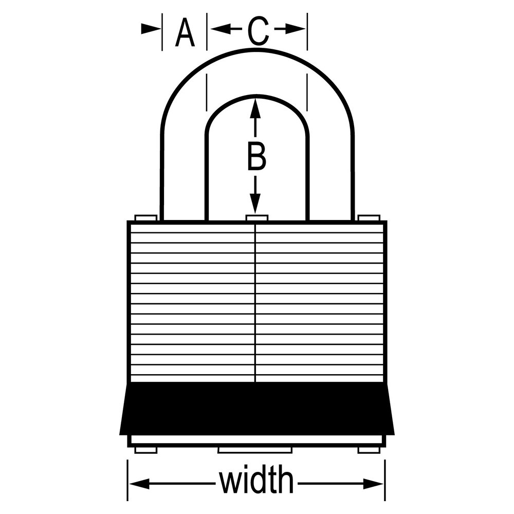Masterlock Padlock, Combination Type, 5/16 Inch Diameter Shackle/ 1-3/4 Inch Wide Body, 2-1/2 Inch Height X 3/4 Inch Width Shackle Clearance – 1DLJ