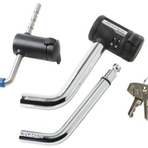 Masterlock Trailer Hitch Pin, Bent Pin, Fits 1/2 Inch Diameter and 5/8 Inch Diameter, With Keyed Lock, With Dust Cover, Single – 2848DAT