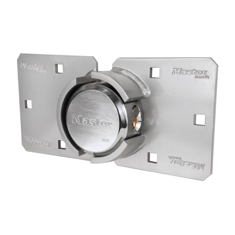 Masterlock Lock Hasp, Used for Trailers/ Vans/ Truck Doors/ Vending Machines, Lockable, Silver, Steel, 9-1/6 Inch Width X 2-7/8 Inch Height – 770LHC