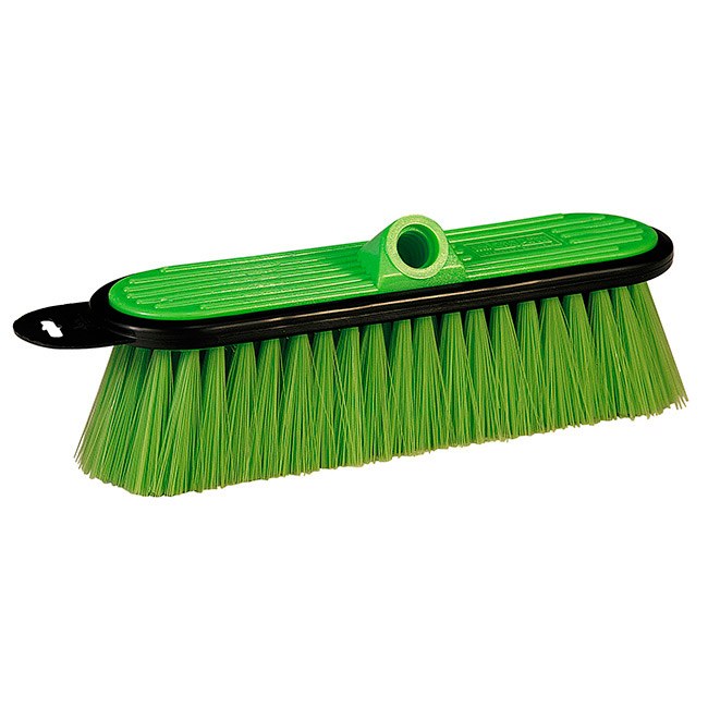 Mr. Longarm Car Wash Brush, 10 Inch Brush Width with Threaded Hole, Without Handle, Green/ Very Soft Polyester Fiber, Built-IN Hang Tab – 0404
