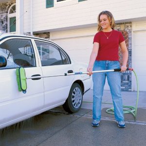 Mr. Longarm Car Wash Brush, 10 Inch Brush Width with Threaded Hole, Without Handle, Green/ Very Soft Polyester Fiber, Built-IN Hang Tab – 0404