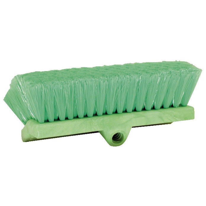 Mr. Longarm Car Wash Brush, 10 Inch Brush Width with Threaded Hole, Without Handle, Green/ Very Soft Polyester Fiber, Dual Cleaning Surface – 0480