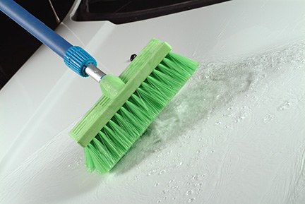 Mr. Longarm Car Wash Brush, 10 Inch Brush Width with Threaded Hole, Without Handle, Green/ Very Soft Polyester Fiber, Dual Cleaning Surface – 0480