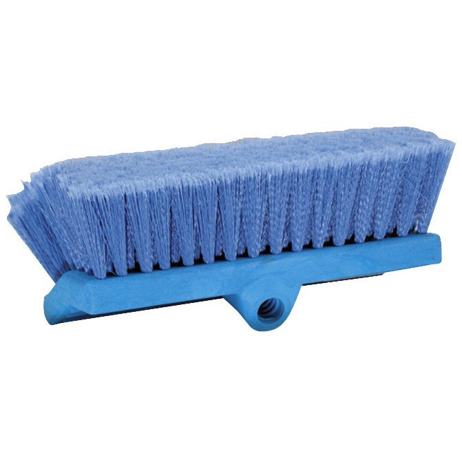 Mr. Longarm Car Wash Brush, 10 Inch Brush Width with Threaded Hole, Without Handle, Blue/ Soft Polystyrene Fiber, Dual Cleaning Surfaces – 0483