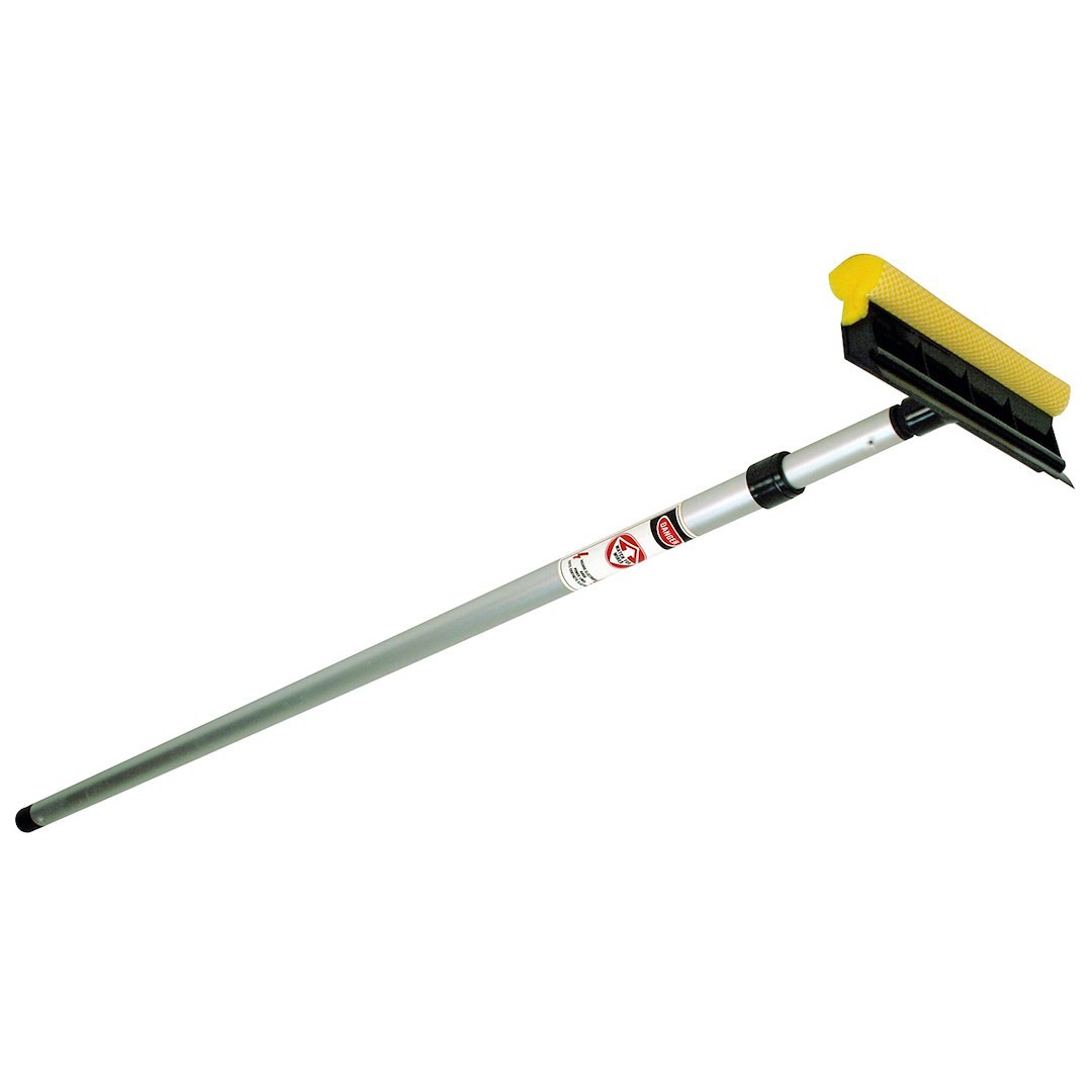 Mr. Longarm Squeegee, 8 Inch Length, Sponge Scrubber, 3 to 6 Foot Aluminum Extension Pole – 8936