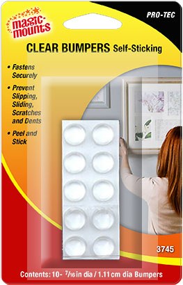 Magic Mounts Multi-Surface Protection Pad, Use to Prevent Slipping/ Sliding/ Scratches/ Dents, Self Sticking, Round, 7/16 Inch Diameter, Clear – 3745
