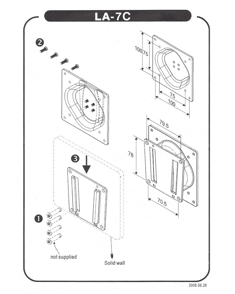 Majestic TV Mount, Wall Mount, Fixed, Up to 44 Pound Capacity, Black, Iron, With Screws – LA7C