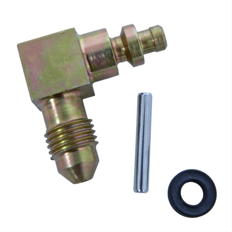 Mcleod Clutch Hose Adapter, AN-4 Male Fitting End a/ Roll Pin Fitting End B, Steel, 90 Degree, Single – 139027
