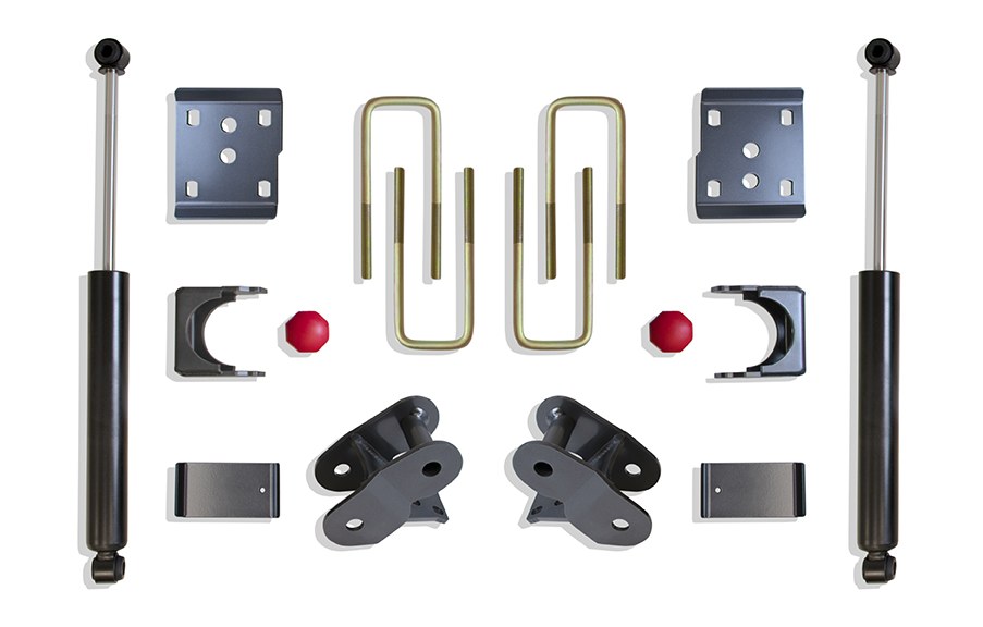 MaxTrac Suspension Leaf Spring Over Axle Conversion Kit, 4 Inch Drop, With Spring Hanger/ Spring Plate/ Axle Brackets/ Installation Hardware – 203240