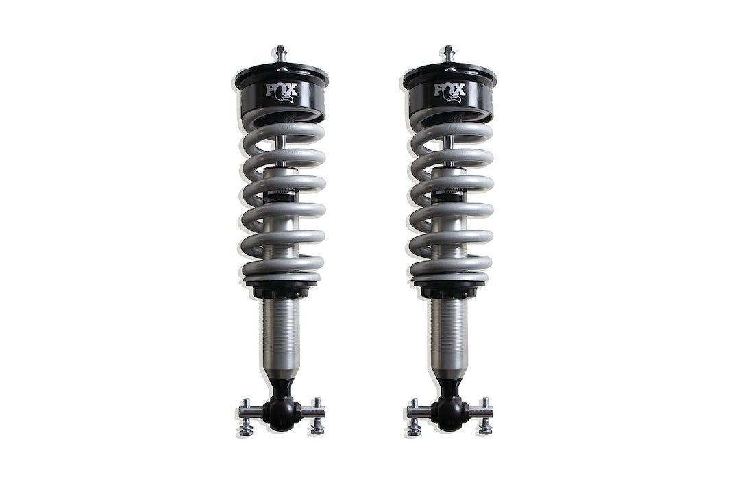 MaxTrac Suspension Coil Over Shock Absorber, Fox, Non Adjustable Valving, 0 to 2-1/2 Inch Adjustable Lift, Pigtail Spring, Black/ Silver – 871925F