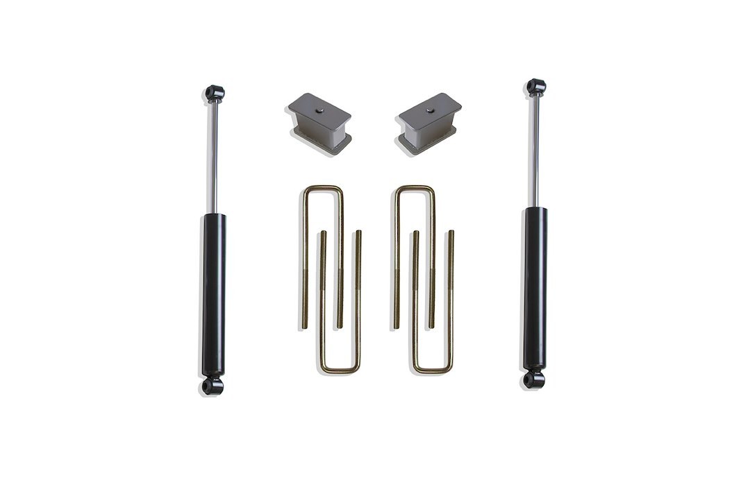 MaxTrac Suspension Leaf Spring Block Kit, 2 Inch Block Height, Cast Iron, With 2 Blocks/ 4 U Bolts/ 2 Shock Absorbers – 901330