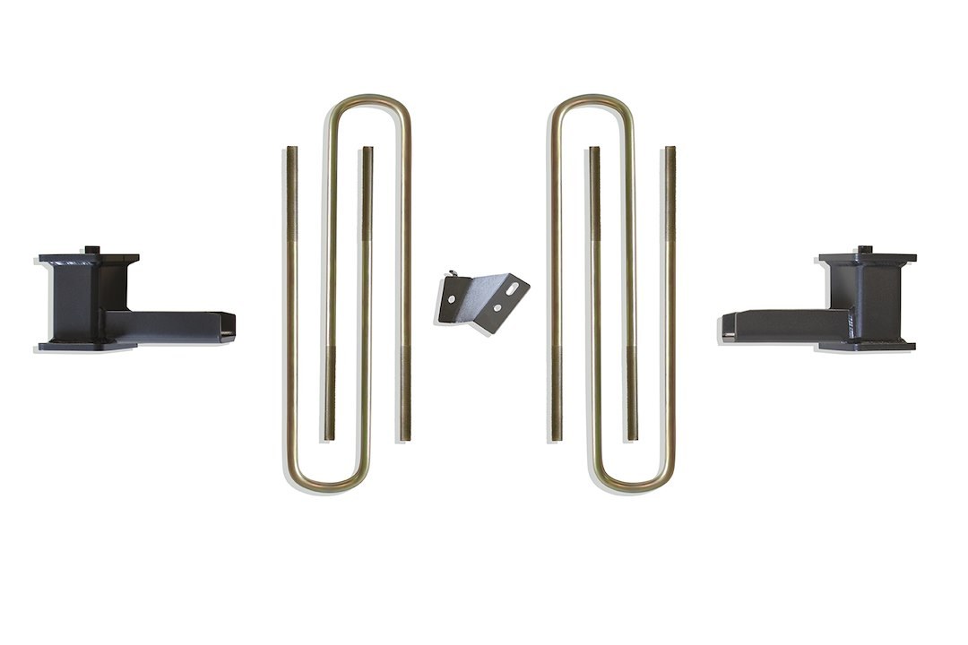 MaxTrac Suspension Leaf Spring Block Kit, 4 Inch Block Height, Cast Iron, With 2 Blocks/ 4 U Bolts – 903340