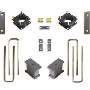 MaxTrac Suspension Lift Kit Suspension, 2-1/2 Inch Front Lift, 4 Inch Rear Lift, With Rear Shock Absorbers IN Kit, Black Components – 906740