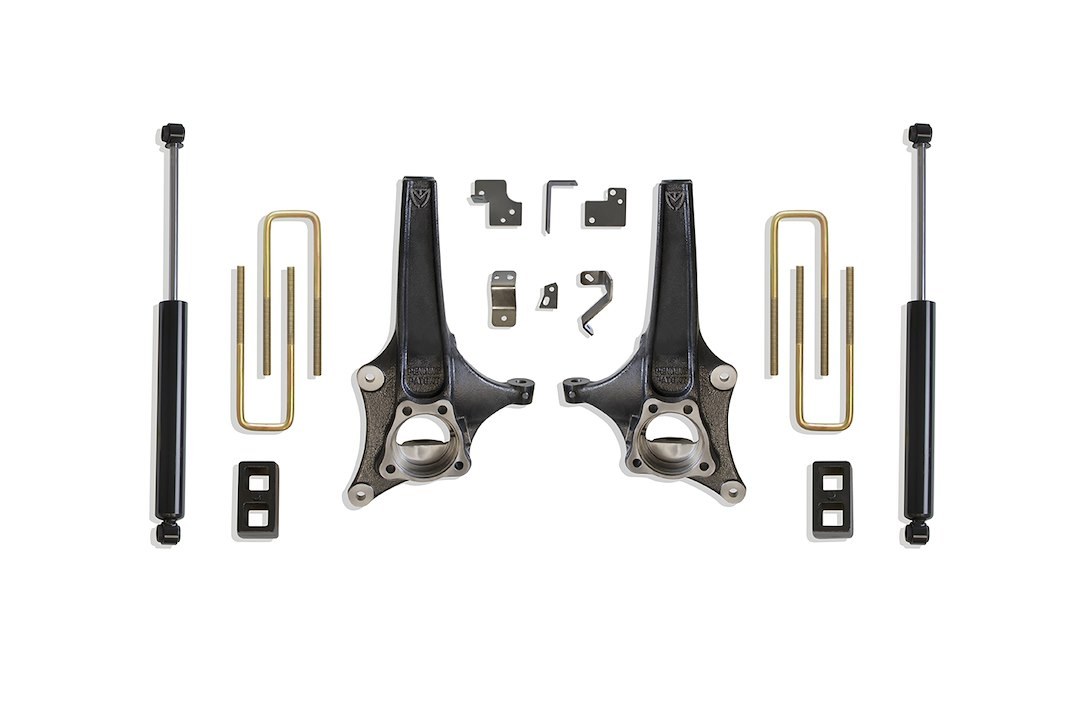 MaxTrac Suspension Lift Kit Suspension, 3-1/2 Inch Front Lift, 1 Inch Rear Lift, With Rear Shock Absorbers IN Kit, Black Components – K881932
