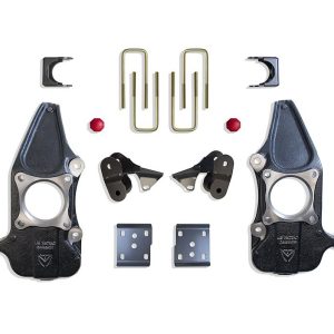 MaxTrac Suspension Lowering Kit, 2 Inch Front/ 4 Inch Rear Drop, Black Components, With Rear Shock Absorbers IN Kit – KC333224