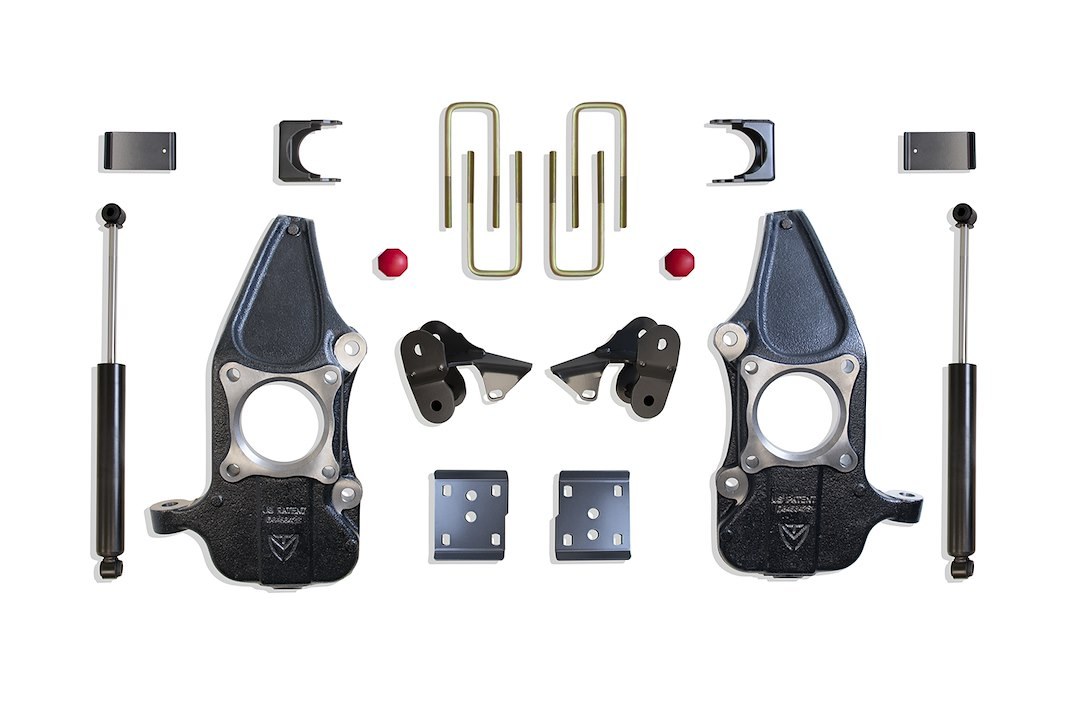 MaxTrac Suspension Lowering Kit, 2 Inch Front/ 4 Inch Rear Drop, Black Components, With Rear Shock Absorbers IN Kit – KC333224