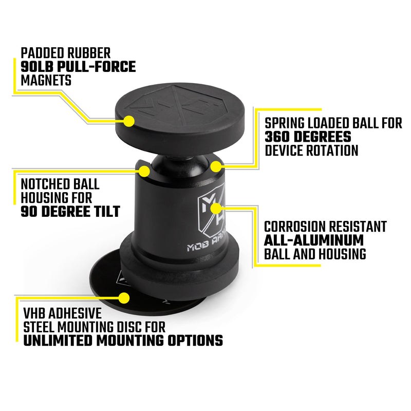 Mob Armor Cell Phone Mount, Mobnetic Maxx, Magnetic Adjustable Up to 25 Degrees Tilt and 360 Degrees Rotating – MOBN-MX-SLVR