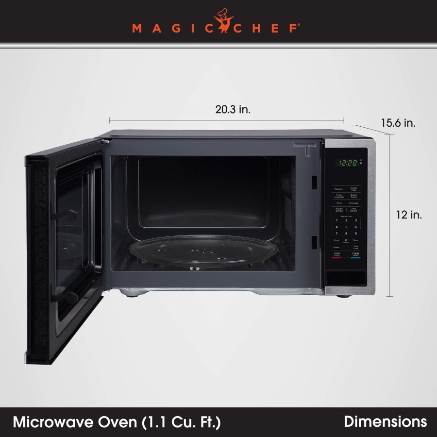 Magic Chef Microwave Oven, Countertop, 1.1 Cubic Foot Capacity – MC110MST