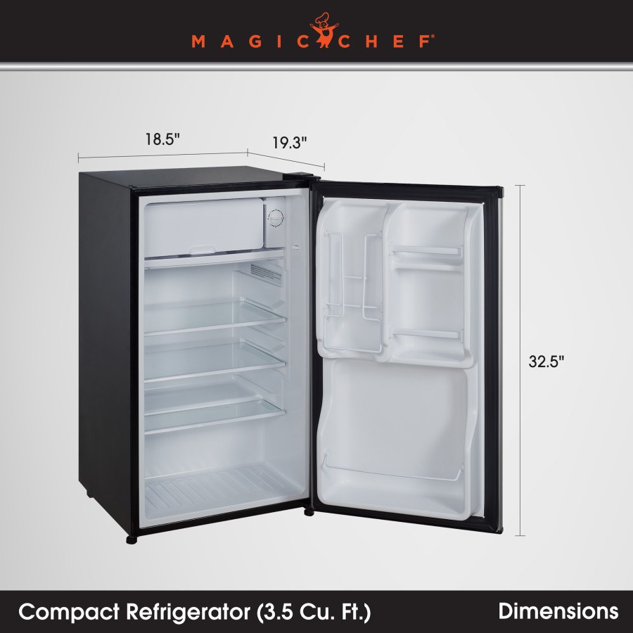 Magic Chef Refrigerator, Single Compartment Mini Refrigerator with Freezer, Portable, 3.5 Cubic Foot Capacity – MCBR350B2